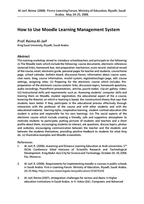 (PDF) THE EFFECTIVENESS OF USING MOODLE .